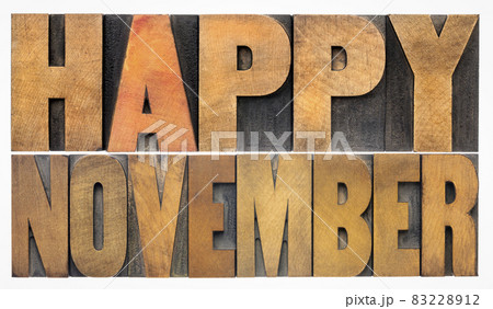 Happy November typography greeting card 83228912