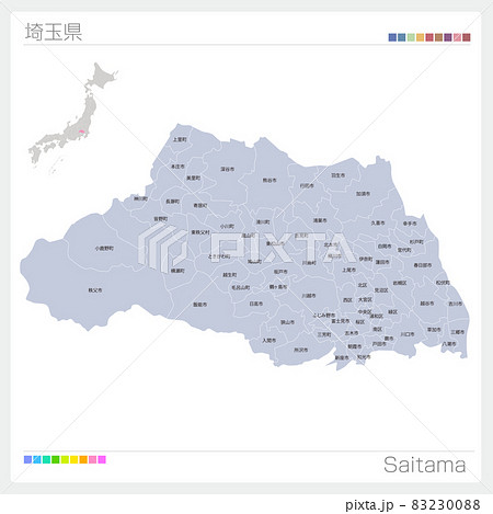 埼玉県の地図・Saitama・市町村名 埼玉県の地図・Saitama・市町村名 83230088
