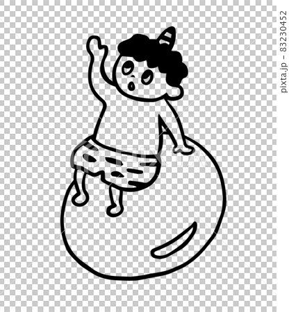 A demon that sits on a bean and raises his hand 83230452