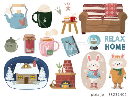 Winter rabbit material sticker set,冬うさぎ素材ステッカーセット 83231402