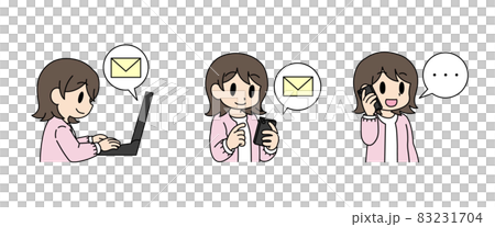 Inquiry illustration set with cute touch (female) Inquiry illustration set with cute touch (female) 83231704