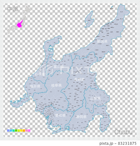 Map of Chubu / Chubu / Municipality name 83231875