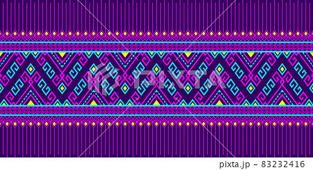 Magenta Turquoise Symmetry Geometric Tribe or Native Seamless Pattern on Purple Background Magenta Turquoise Symmetry Geometric Tribe or Native Seamless Pattern on Purple Background 83232416