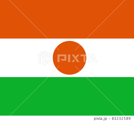 National flag of Niger original size and colors vector illustration, drapeau du Niger sign Republic of Niger, la Nigerienne Niger flag 83232589