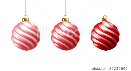 Set of beautiful red realistic 3d christmas...のイラスト素材 [83232695] - PIXTA
