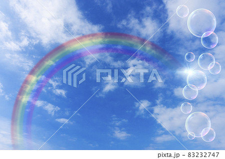 虹がかかった青空と雲とシャボン玉の背景素材_e_24 虹がかかった青空と雲とシャボン玉の背景素材_e_24 83232747