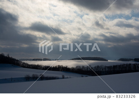 太陽の光が当たる雪の丘 太陽の光が当たる雪の丘 83233326