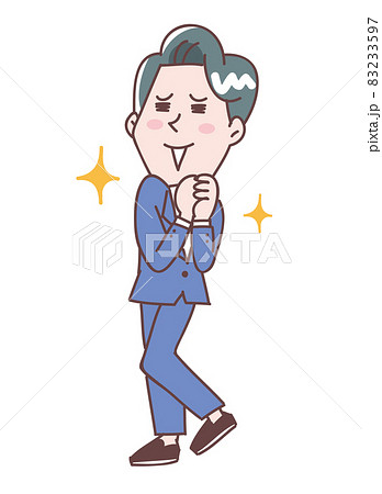 笑顔で喜ぶ若い男性の全身イラスト 笑顔で喜ぶ若い男性の全身イラスト 83233597