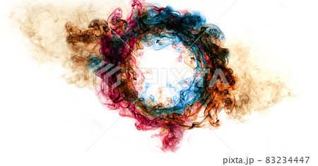 Smoke circle frame of art is colorful 83234447