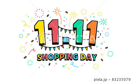 11.11 Shopping day banner template. Global shopping world day Sale on colorful background. 11.11 Crazy sales online. 83235079