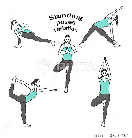 Young in yoga standing poses, tree poses, - Stock Illustration  [83235104] - PIXTA