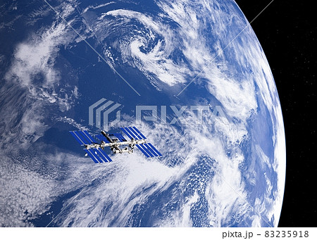 ISS国際宇宙ステーションと地球　perming3DCG　イラスト素材 83235918