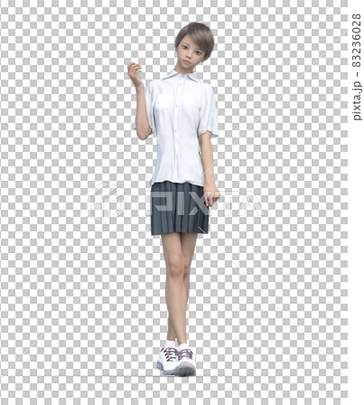 ポーズする女子高生 perming3DCGイラスト素材 ポーズする女子高生 perming3DCGイラスト素材 83236028