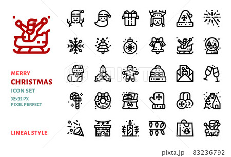 Christmas elements line icon vector set 83236792