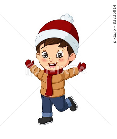 Cartoon little boy wearing winter clothes - Stock Illustration [83236914] -  PIXTA