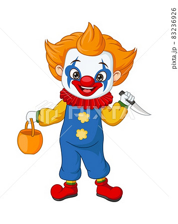 Cartoon boy wearing halloween clown costume 83236926