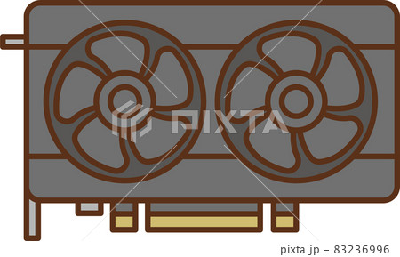 ダブルファンのグラフィックボードのイラスト素材