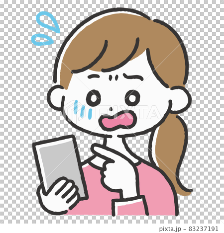 Illustration of a woman who is impatient while operating a smartphone Mobile phone Smartphone 83237191