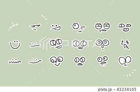 カートゥーン調の顔文字、表情のセット 83238105