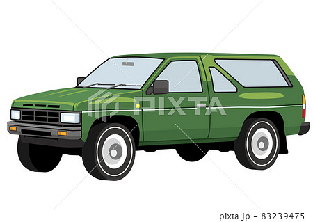 かわいいレトロなSUV四輪駆動のイラスト 83239475
