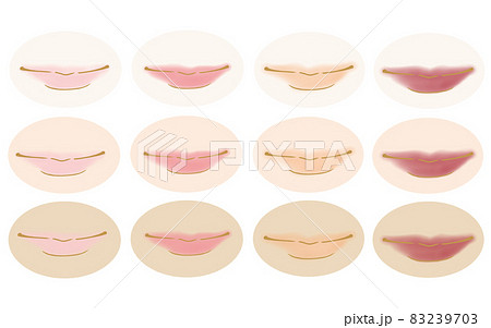 肌の色3パターンに合わせた口紅のイラスト 83239703