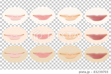 肌の色3パターンに合わせた口紅のイラスト 83239703