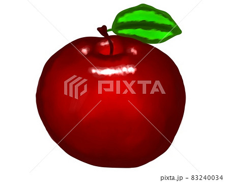 真っ赤な綺麗なりんごのイラストのイラスト素材