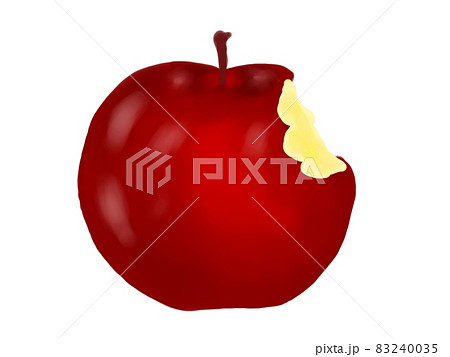 食べかけのかじったリンゴのイラストのイラスト素材