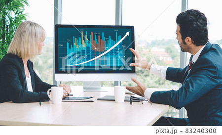 Business visual data analyzing technology by creative computer software 83240300