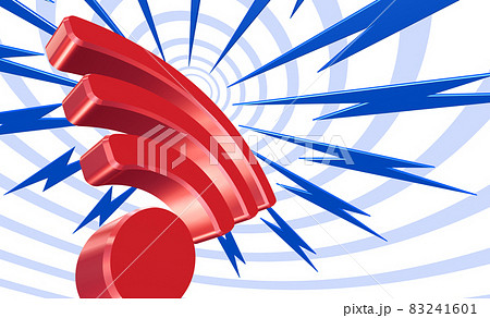 Wi-Fiの無線LAN通信イメージ、Wi-Fiアイコンと電波 83241601