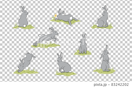 イラスト素材　うさぎの色々なポーズ　バリエーションセット 83242202