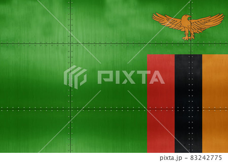 3D Flag of Zambia on metal 83242775