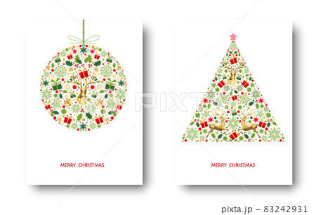 Colorful  Christmas  and New Year greeting card with reindeer. 83242931