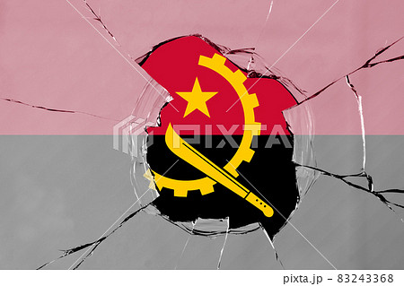 3D Flag of Angola on glass 83243368