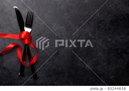 Valentines day with table template with silverware Valentines day with table template with silverware 83244638