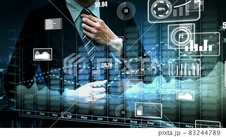 Double Exposure of Business Profit Growth Conceptual 83244789
