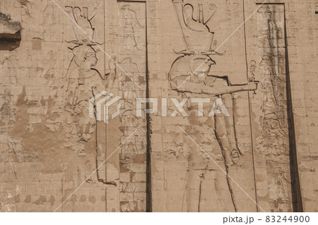 The ruins of the ancient temple of Horus in Edfu, Egypt The ruins of the ancient temple of Horus in Edfu, Egypt 83244900