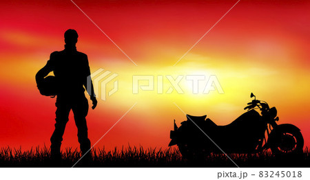 Biker on the background of sunset Biker on the background of sunset 83245018