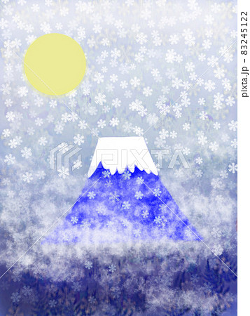背景-和紙-和柄-富士山-雪景色 83245122
