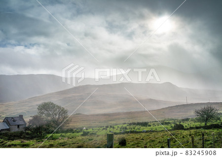 Rain coming in at the Bluestack Mountains between Glenties and Ballybofey in County Donegal - Ireland Rain coming in at the Bluestack Mountains between Glenties and Ballybofey in County Donegal - Ireland 83245908