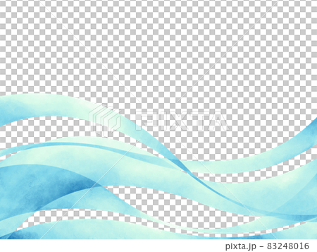 青い帯状のウェーブ背景素材イラスト手描き水彩風 83248016
