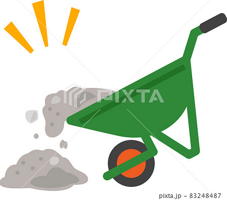 一輪車から降ろされる土砂 83248487