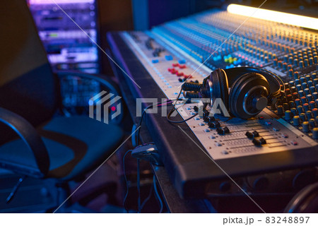 Sound mixing board in studio Sound mixing board in studio 83248897