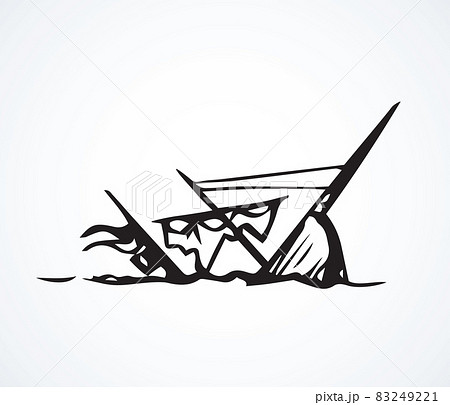 Sunken ship. Vector drawing 83249221