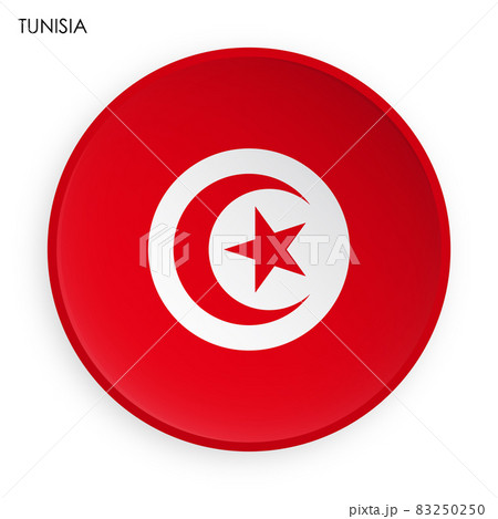 TUNISIA flag icon in modern neomorphism style. Button for mobile application or web. Vector on white background