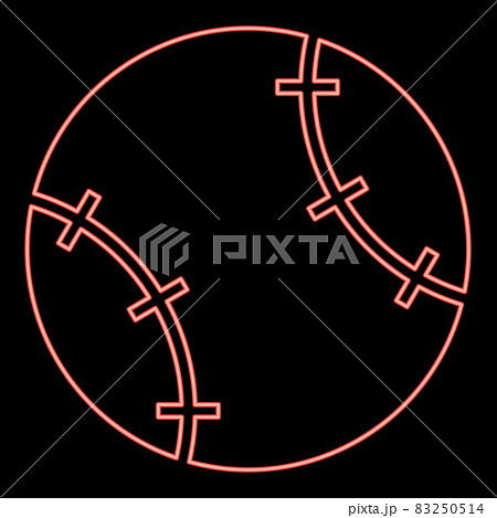 Neon baseball ball red color vector illustration flat style image Neon baseball ball red color vector illustration flat style image 83250514