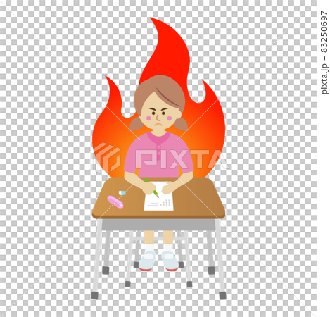 一名小學生拼命努力考試的插圖圖像 83250697