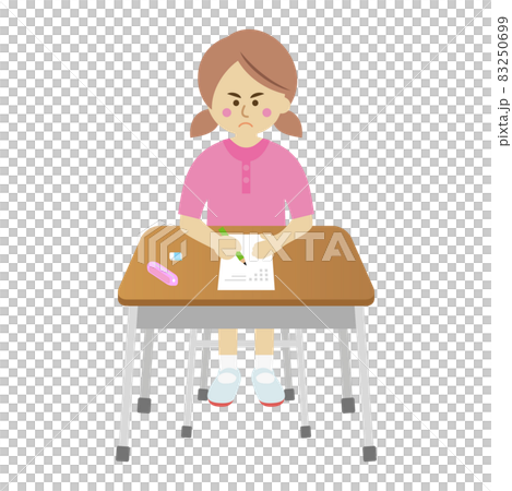 一名小學生拼命努力考試的插圖圖像 83250699