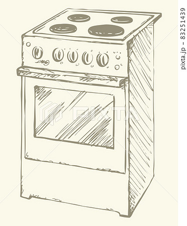 Monochrome Sketch Of Stove With Oven Vector Illustration Royalty Free SVG  Cliparts Vectors And Stock Illustration Image 76093107