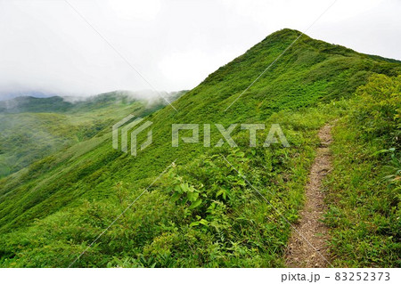 神室山頂へのパノラマコースの稜線の登山道 83252373